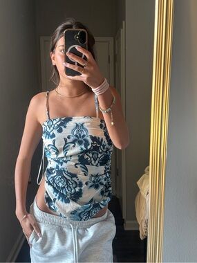 Blue Floral Print Zara Woman's Top